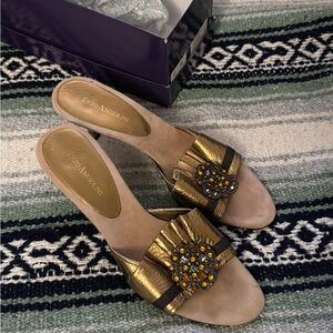 enzo angiolini gold kitten heel